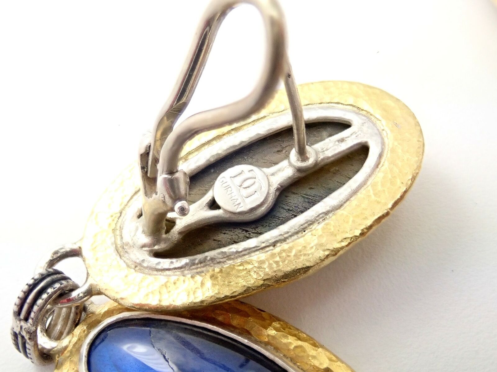 Authentic Gurhan Hammered Sterling Silver 24K Gold Labradorite Earrings - Elegant Dangle Earrings for Women, Perfect for Weddings, Parties & Special Occasions