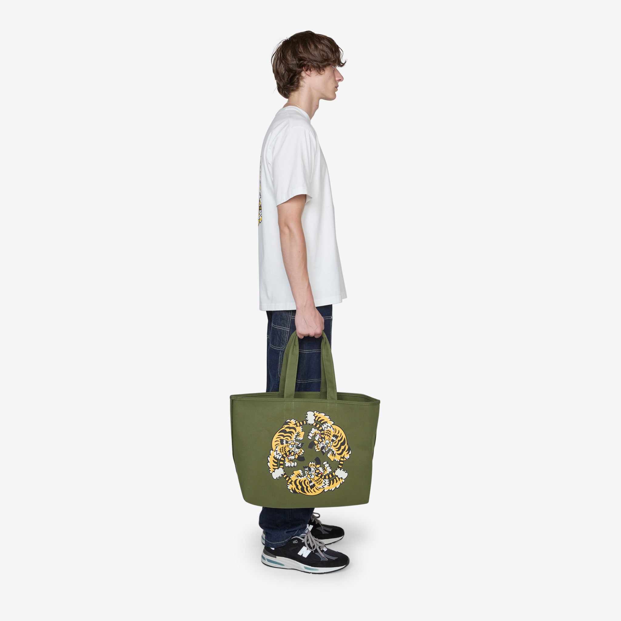 KENZO VERDY MARKET Large Reversible Tote Bag in Khaki | Fashionable & Spacious Unisex Shoulder Bag for Work, Travel & Shopping