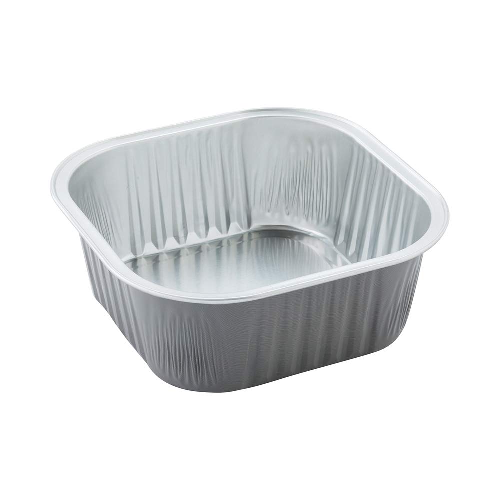 10 oz Disposable Aluminum Ramekins - 100 Pack Square Creme Brulee Cups | Oven-Safe Baking Containers for Cupcakes, Muffins & Desserts | Freezer-Friendly with Optional Lids (Gray)