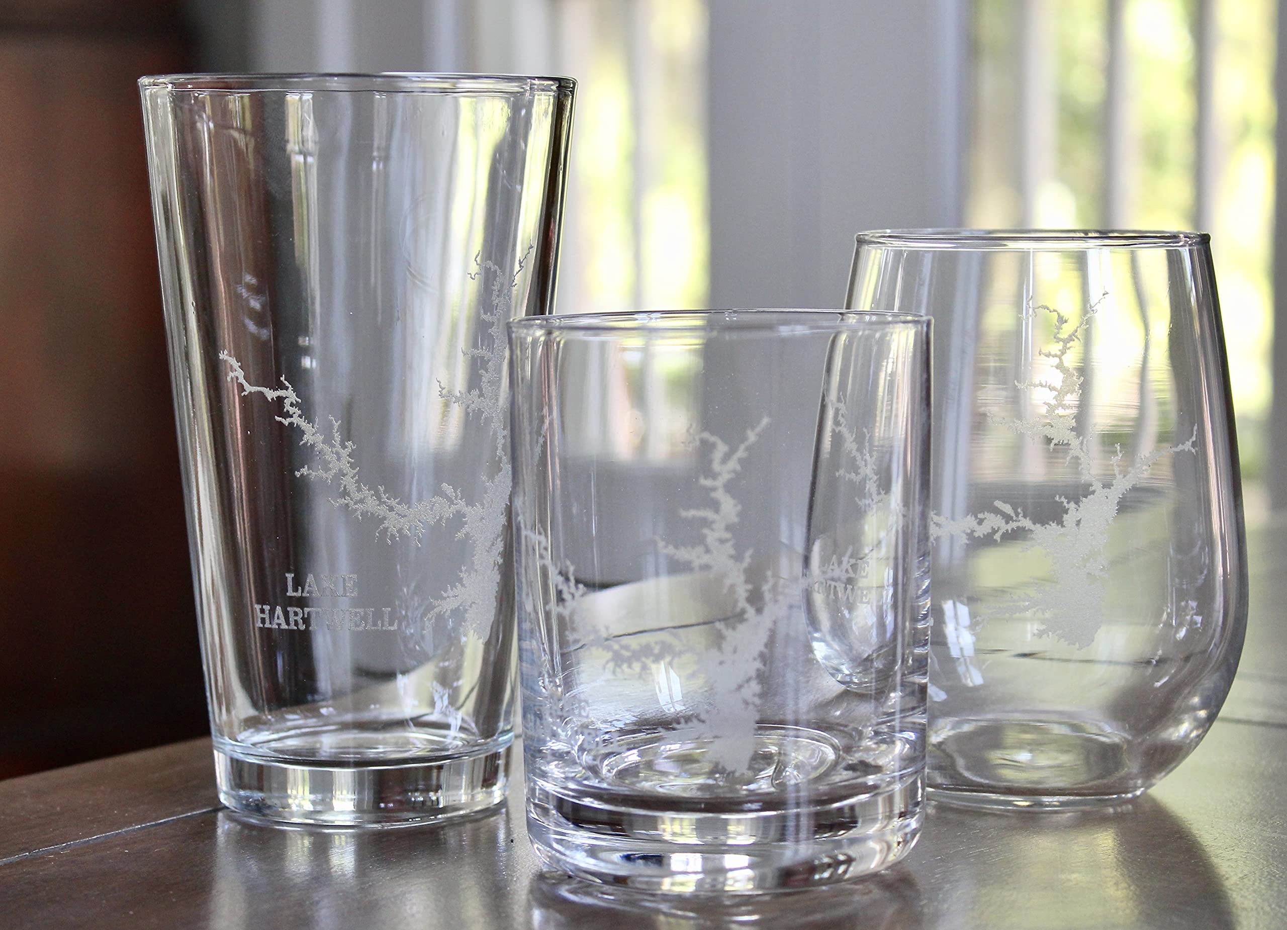 Personalized Lake Hartwell Engraved Rocks Glasses & Whiskey Glasses Set of 2 - Custom Barware for Bourbon, Scotch & Cocktails - Perfect for Gifts, Home Bars & Lakeside Entertaining