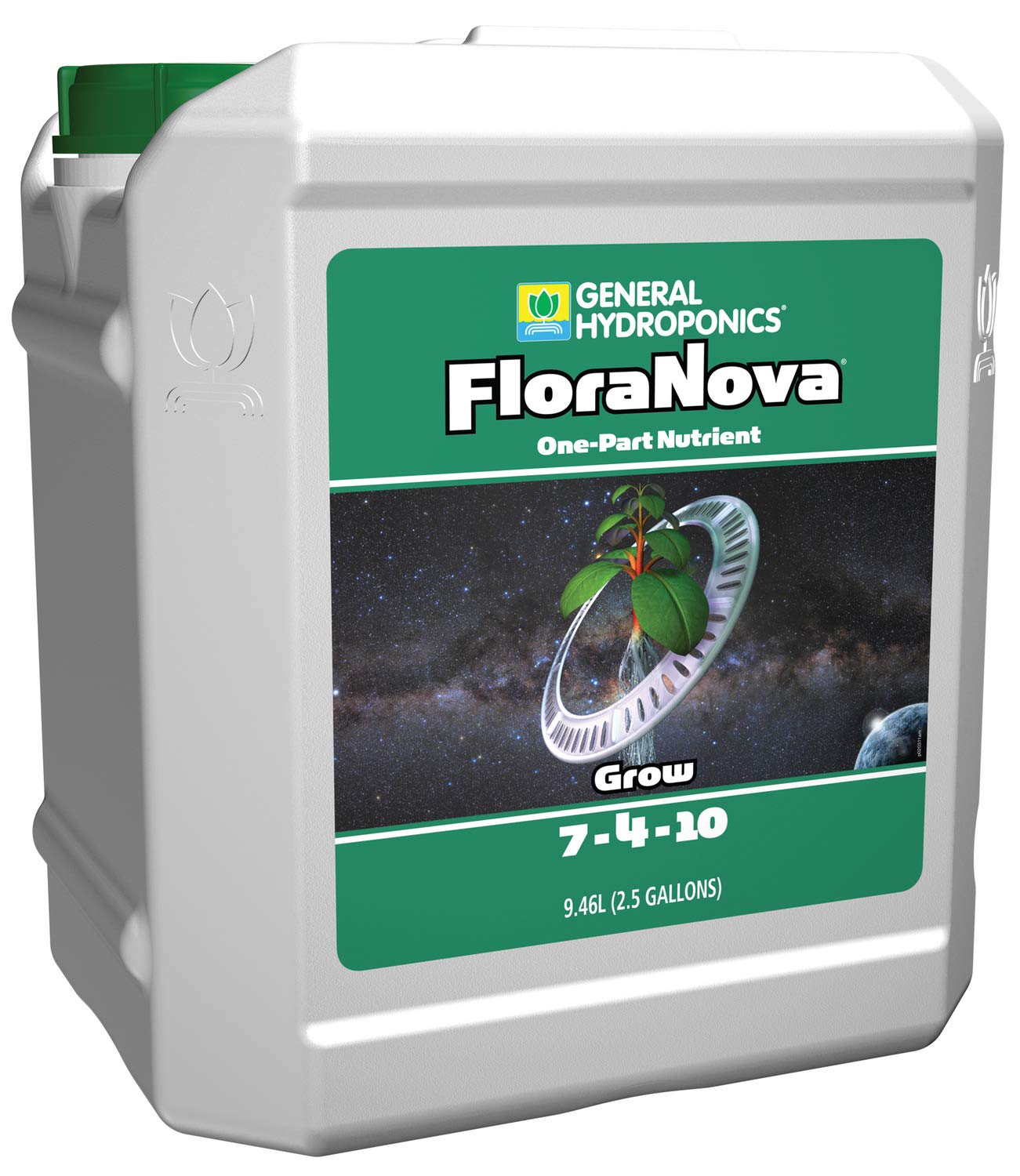 General Hydroponics HGC718807 FloraNova Grow 7-4-10 Liquid Fertilizer - High Strength Plant Food for Hydroponics, Soilless Mix & Container Gardening - Fast-Absorbing Nutrients for Indoor & Outdoor Plants (2.5-Gallon) - Perfect for Vegetables, Herbs & Flowering Plants