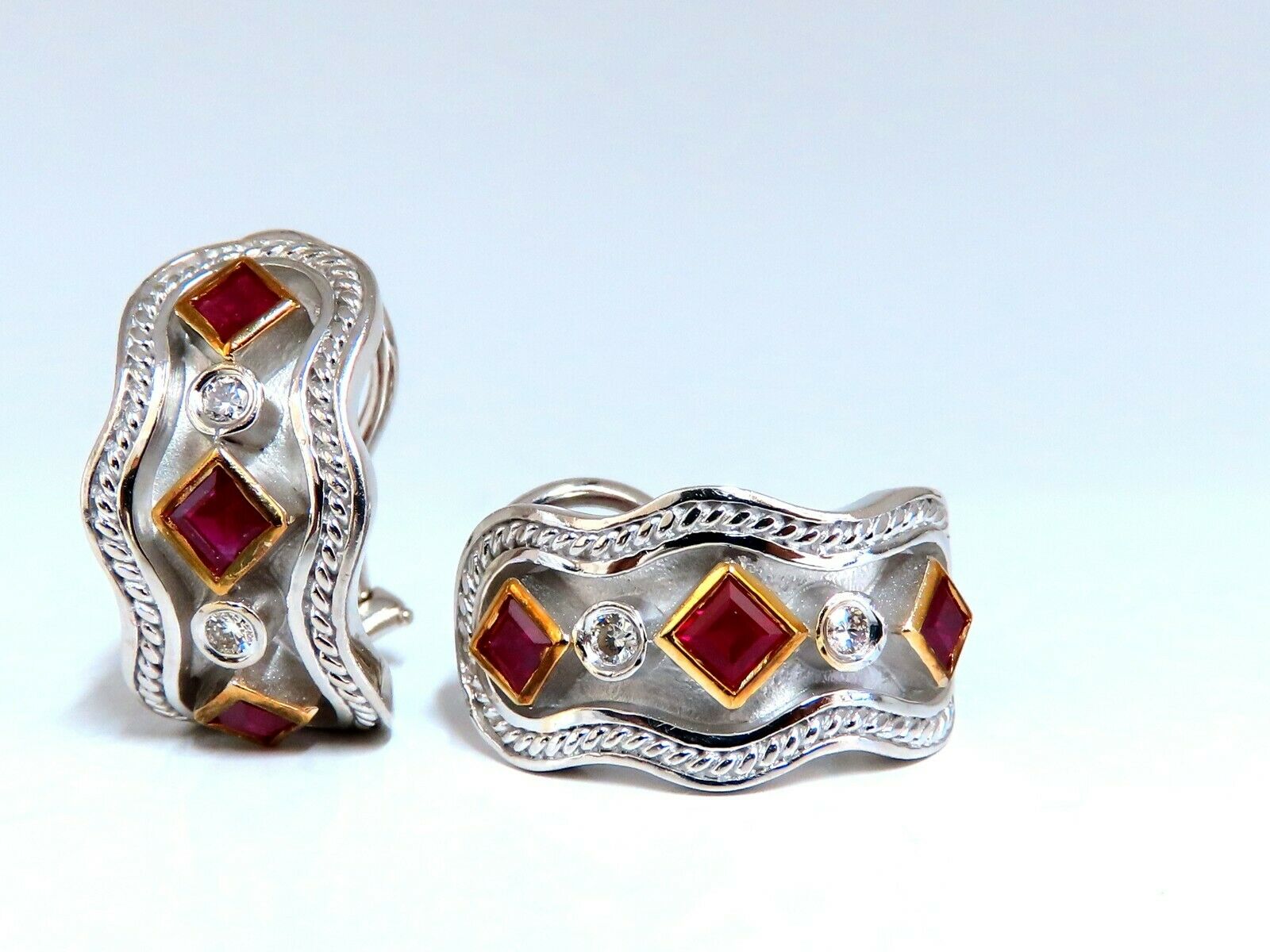 1.10ct Natural Ruby & Diamond Designer Clip-On Earrings in 14K Gold – Elegant Jewelry for Parties, Weddings & Special Occasions