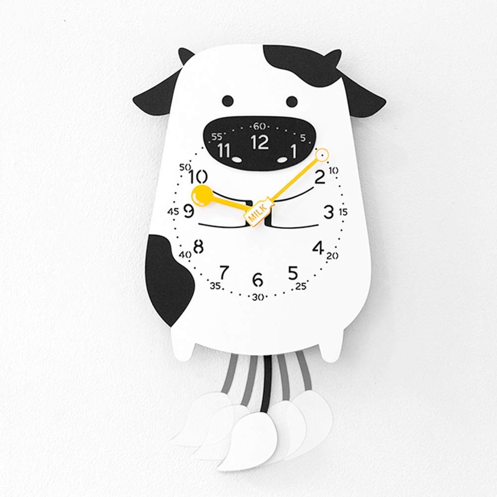 Modern Animal Pendulum Wall Clock - 12.2×19.9 Inch Creative Cartoon Decor for Kids Room, Nursery & Playroom - Silent Non-Ticking Decorative Clock for Home & Office Interior Design
