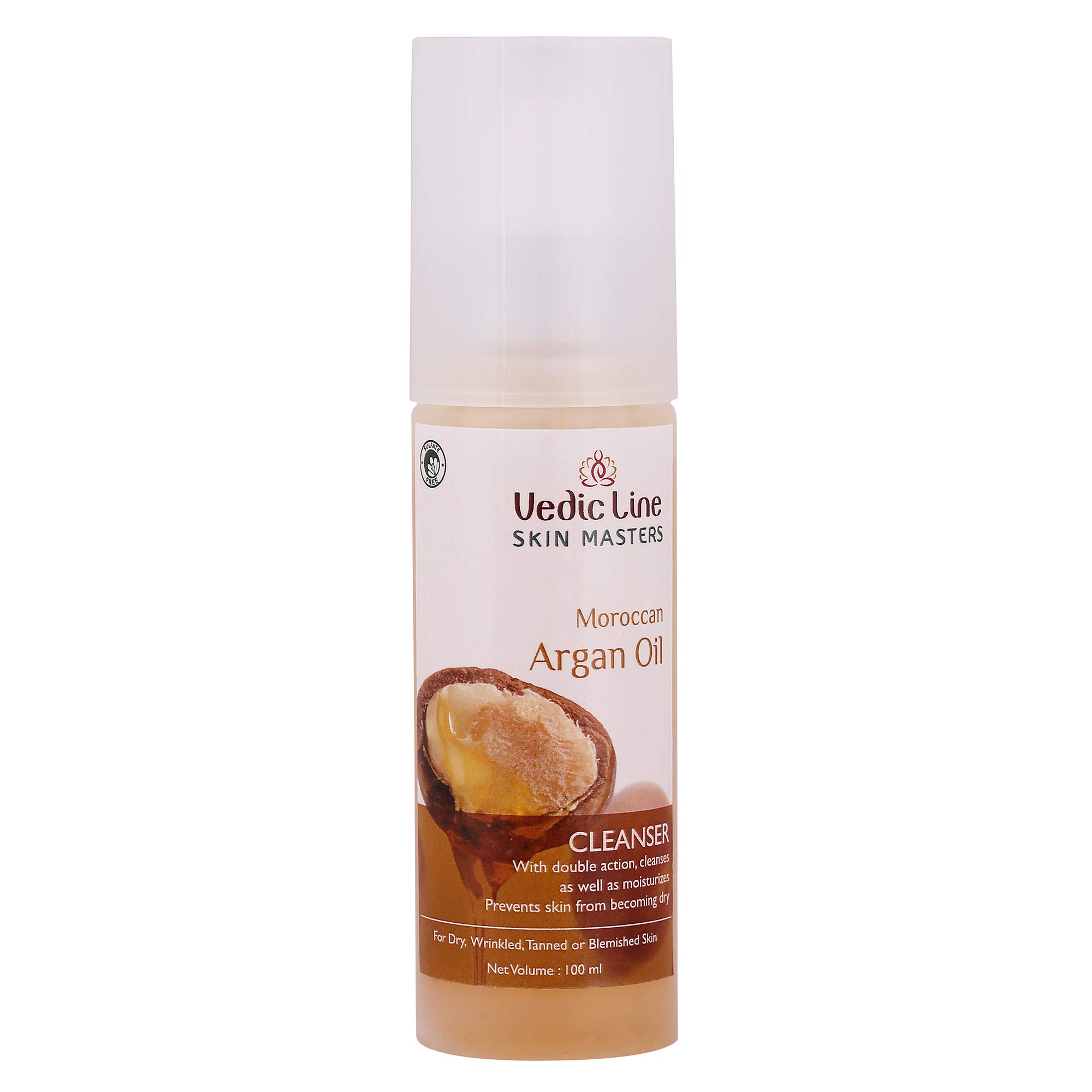 Vedic Line Skin Masters Moroccan Argan Oil Cleanser - 100ml | Hydrating Face Wash for Dry, Wrinkled & Sun-Tanned Skin | Promotes Healthy Glowing Complexion | Perfect for Daily Skincare Routine & Post-Sun Care