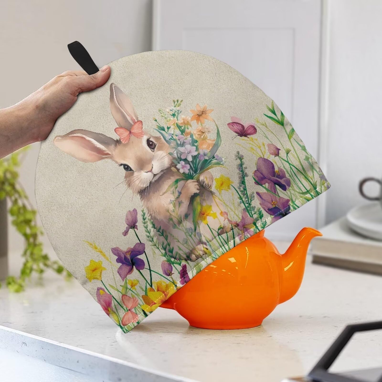 Easter Bunny Tea Cozy for Teapot - Insulated Decorative Teapot Cover, Durable & Lightweight Dome-Shaped Large Tea Cosy - Perfect for Easter Decorations, Tea Parties & Home Kitchen Use