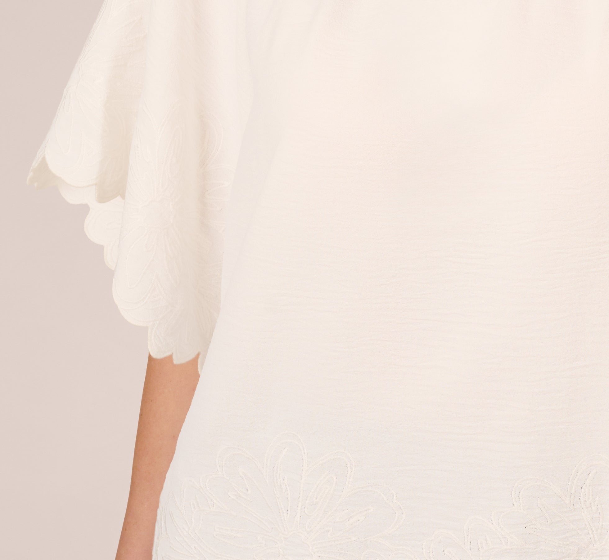 Ivory Boat Neck Short Sleeve Scallop Edge Blouse - Women's Casual Summer Tops for Beach, Office & Date Night Outfits