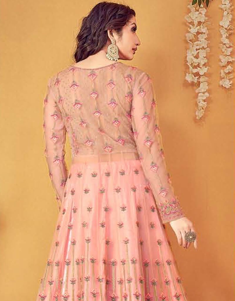 Pink Anarkali Suits for Women - Soft Net Fabric Indian Party Wear - Perfect for Weddings, Festivals & Special Occasions