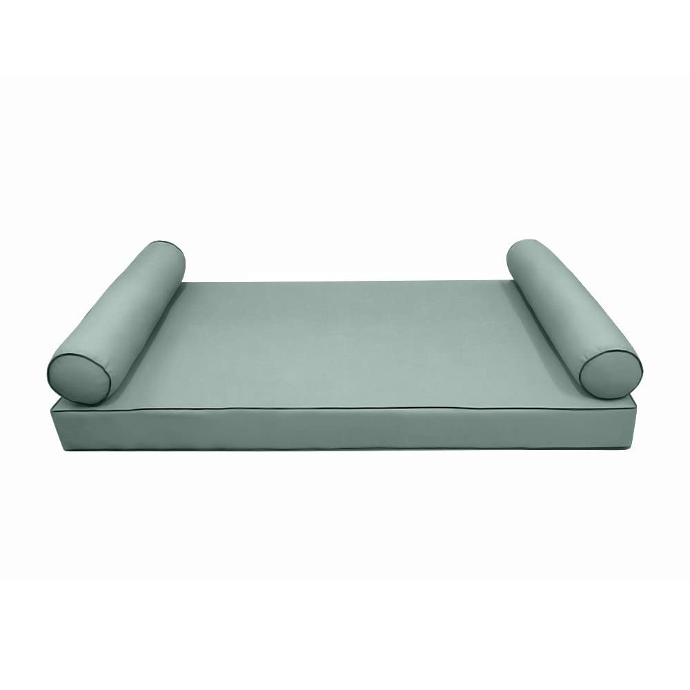 **Prolinemax Style5 3-Piece Crib Size Outdoor Daybed Set - Contrast Pipe Trim Mattress, Bolster Pillow & Fitted Slipcover (AD002) - Perfect for Patio, Poolside & Garden Relaxation**