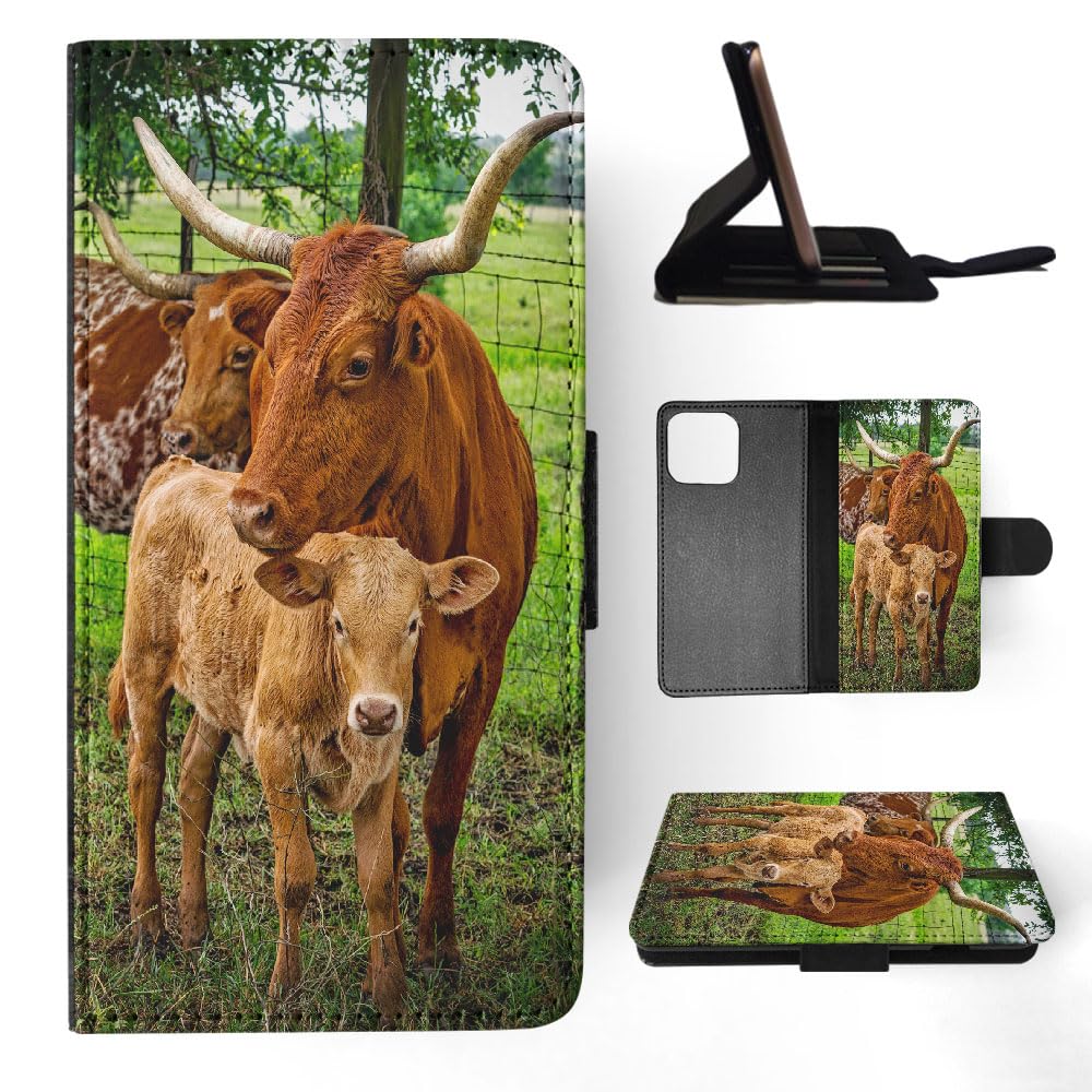 Cow Bull Farm Animal Cattle #5 FLIP Wallet Phone Case for Apple iPhone 15 Pro Max - Durable Leather Cover with Card Slots for Ranch, Farm & Outdoor Use