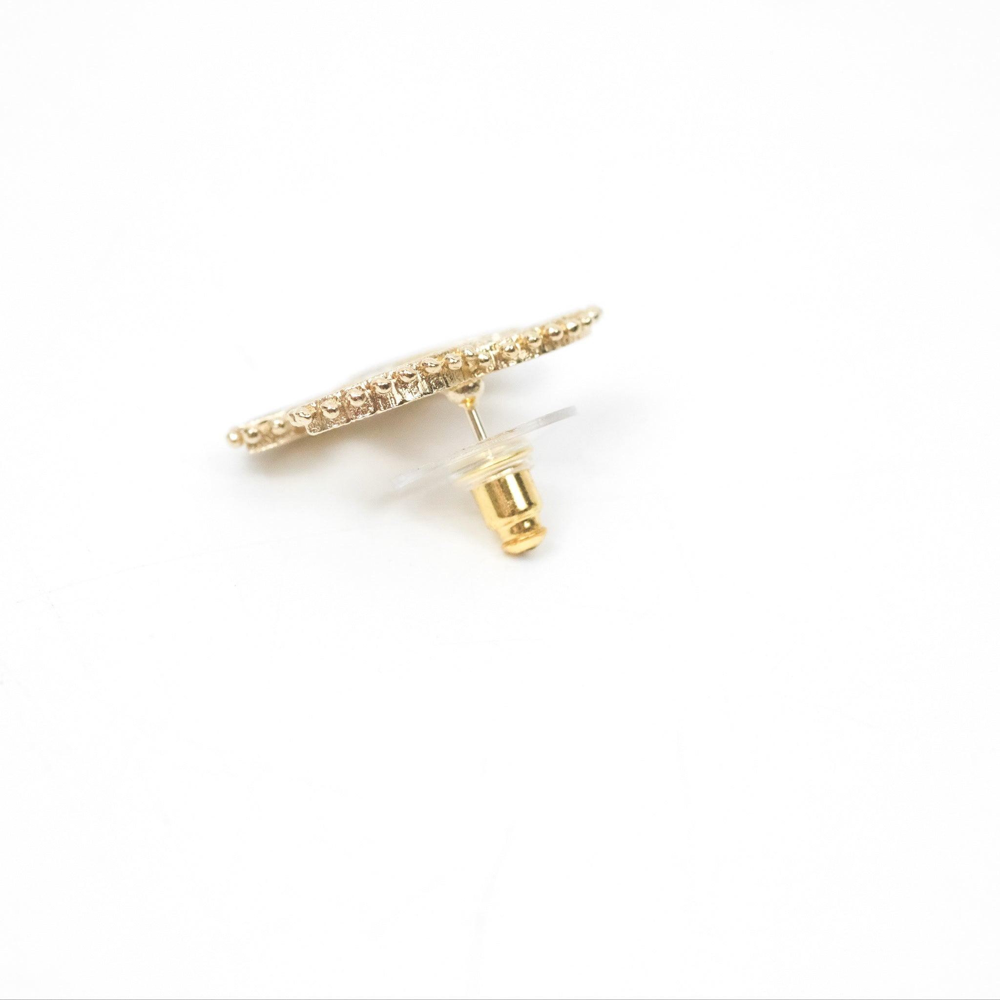 Chanel CC Beige Earrings 23K Gold Tone - Luxury Fashion Jewelry for Women, Perfect for Parties, Weddings & Special Occasions