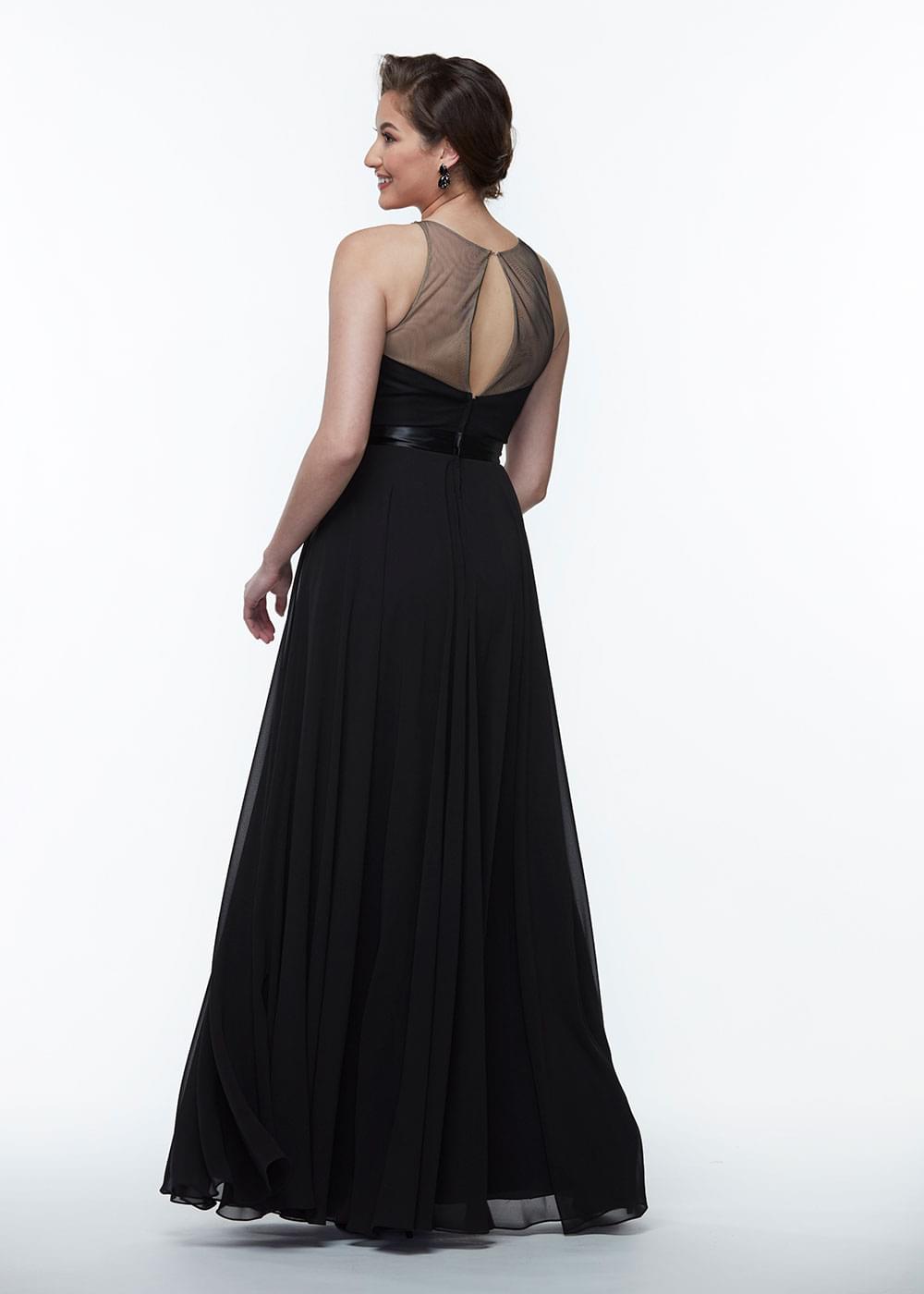 Elegant 80039 Chiffon Bridesmaid Dress with Illusion Lace Halter Neckline - Perfect for Weddings, Prom & Formal Events