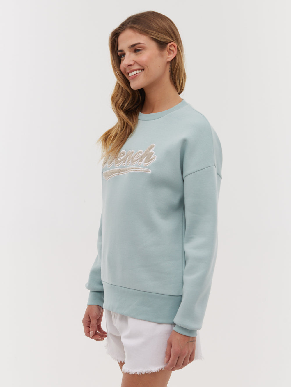 Steffi Retro Logo Crew Neck Sweatshirt - Vintage Style Cotton Pullover for Women | Casual Wear, Street Fashion & Lounge Comfort