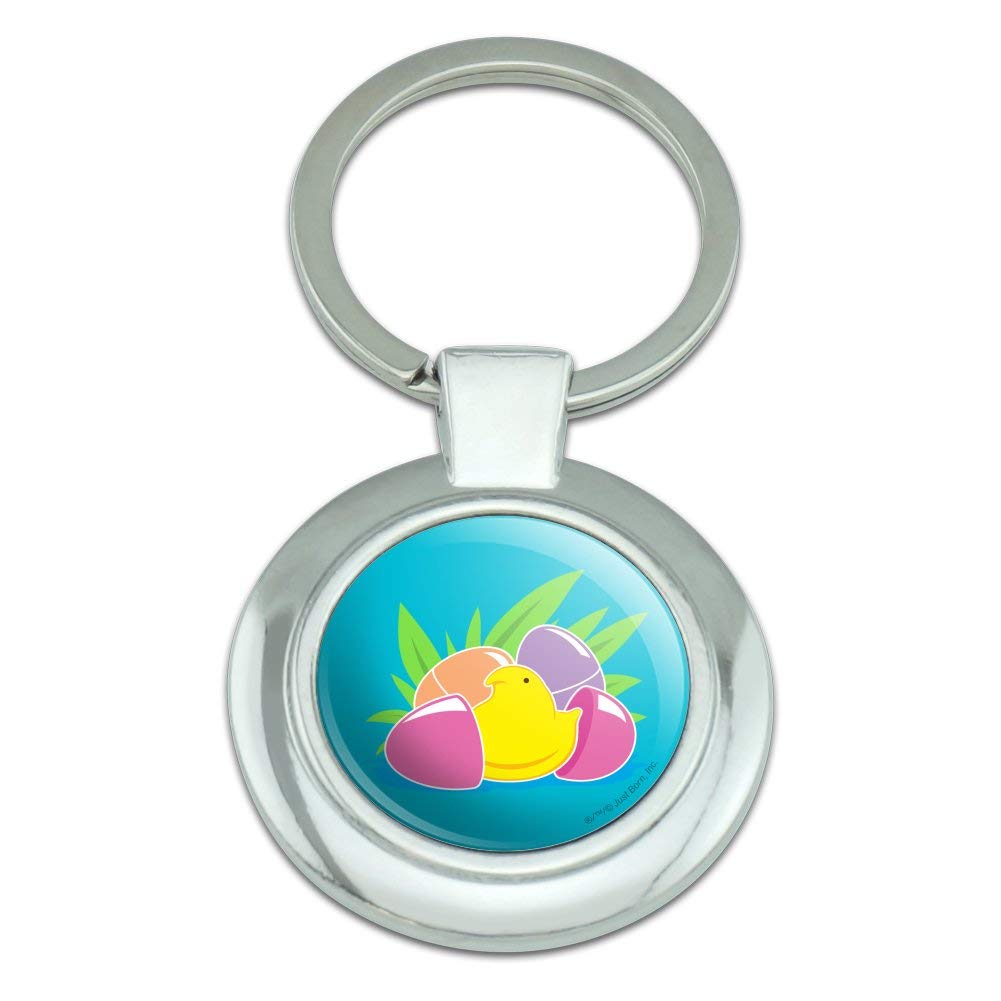 Peeps Hatching Easter Egg Keychain - Classy Chrome Plated Metal Key Ring for Easter Gifts, Party Favors & Spring Decor | Cute Bunny Keychain for Women, Girls, Kids | Easter Basket Stuffers & Holiday Accessories