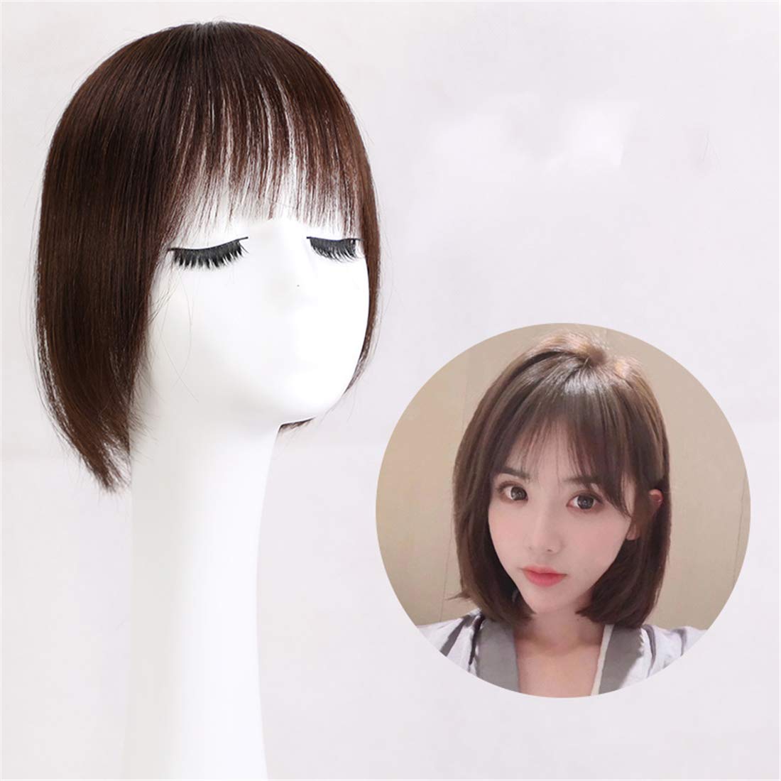 Clip-In Human Hair Topper for Women with Bangs - 8