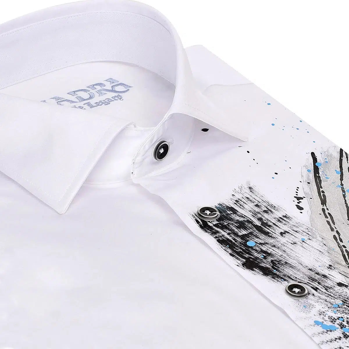 CM0W584 Men's White Casual Hand-Painted Fashion Shirt - Stylish & Comfortable for Everyday Wear, Office & Outings