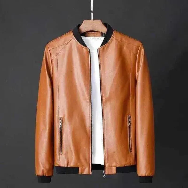 Classic Slim Fit Men's Leather Jacket - Genuine Cowhide Biker Jacket for Men - Stylish Motorcycle Jacket for Casual & Night Out