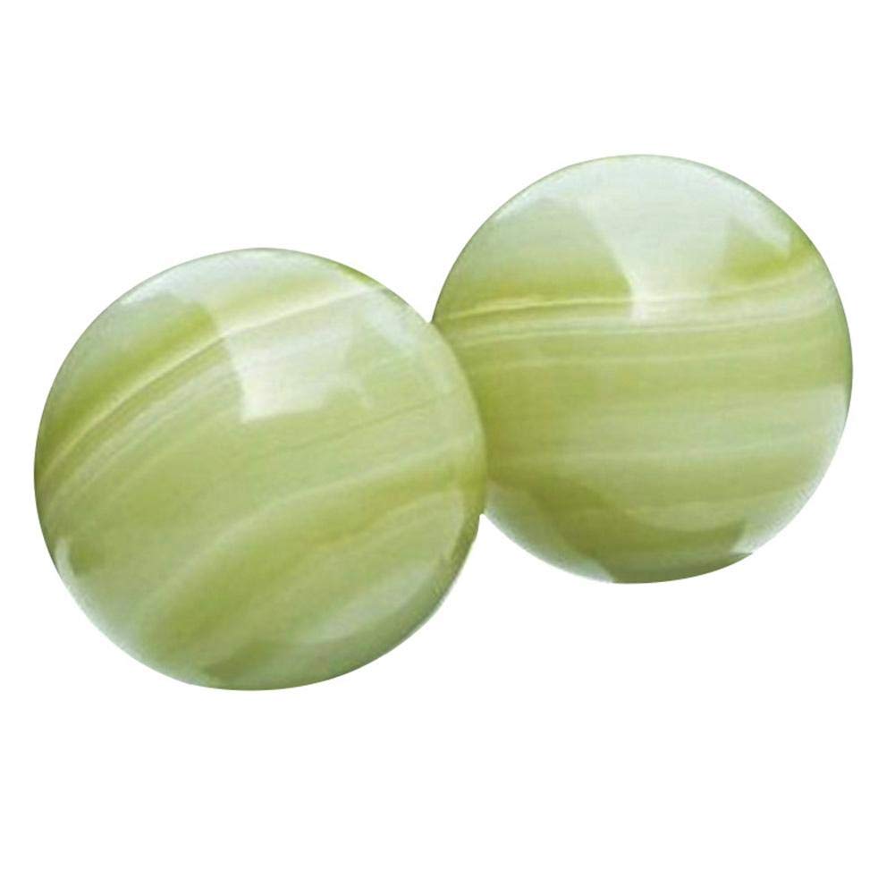 Cherrysong 2-Inch Light Green Marble Fitness Handball & Light Grey Baoding Balls Set for Stress Relief, Hand Exercise, and Wellness - Perfect for Meditation, Office Stress Relief, and Physical Therapy