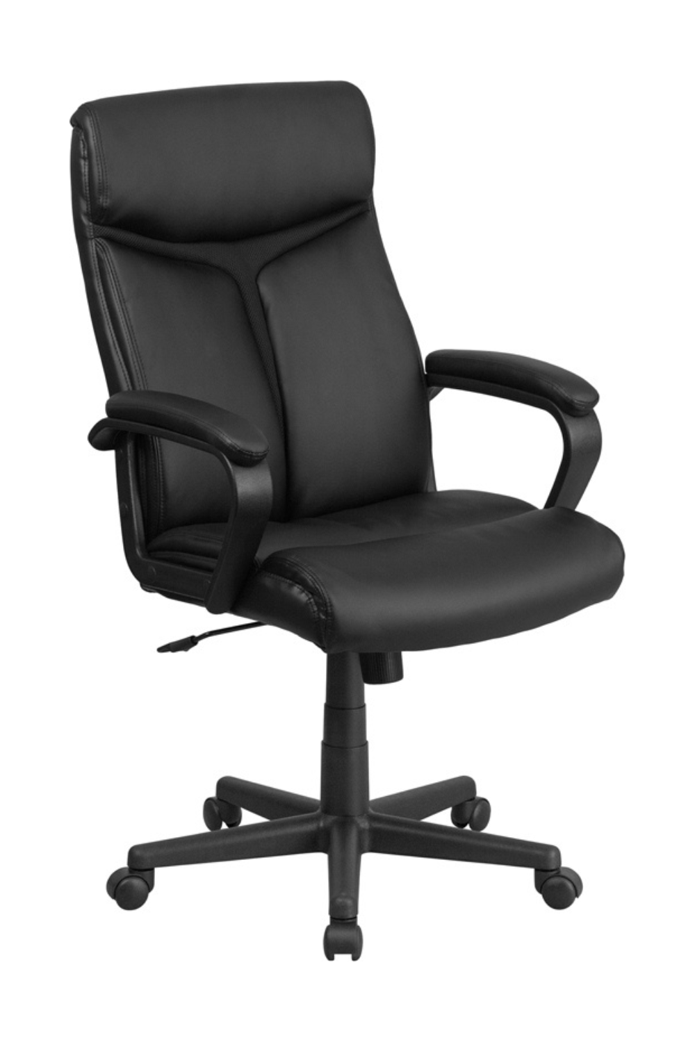 Premium FLASH Raya High Back Executive Office Chair - Black LeatherSoft with Mesh Accent & Adjustable Arms - Ergonomic Swivel Desk Chair for Home Office, Conference Rooms & Workspaces