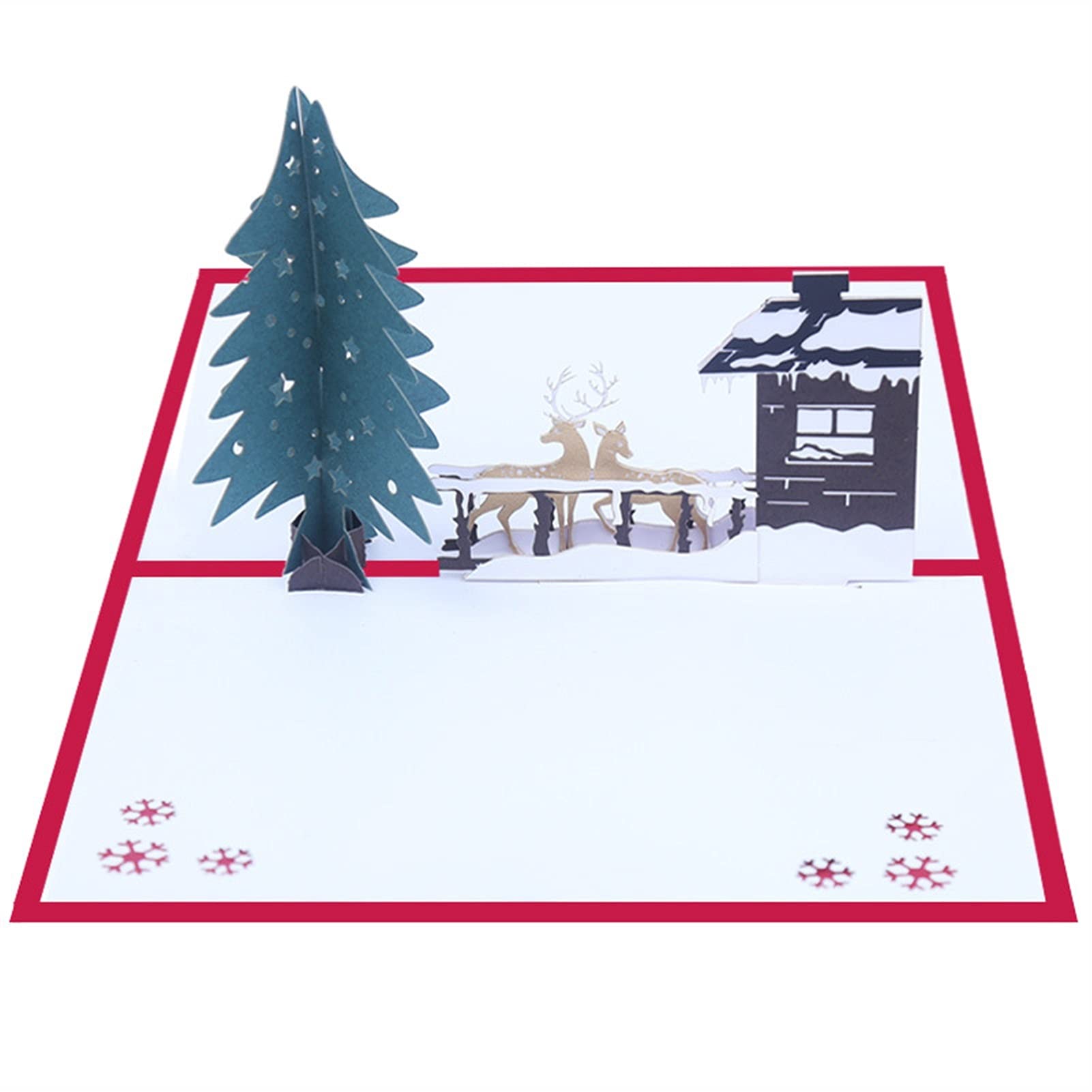 3D Handmade Thank You & Christmas Greeting Cards Set - 10pcs Festive Holiday Cards with Elk Pasture Design for Adults & Kids - Perfect for Holiday Gifts, Party Invitations, and Seasonal Greetings