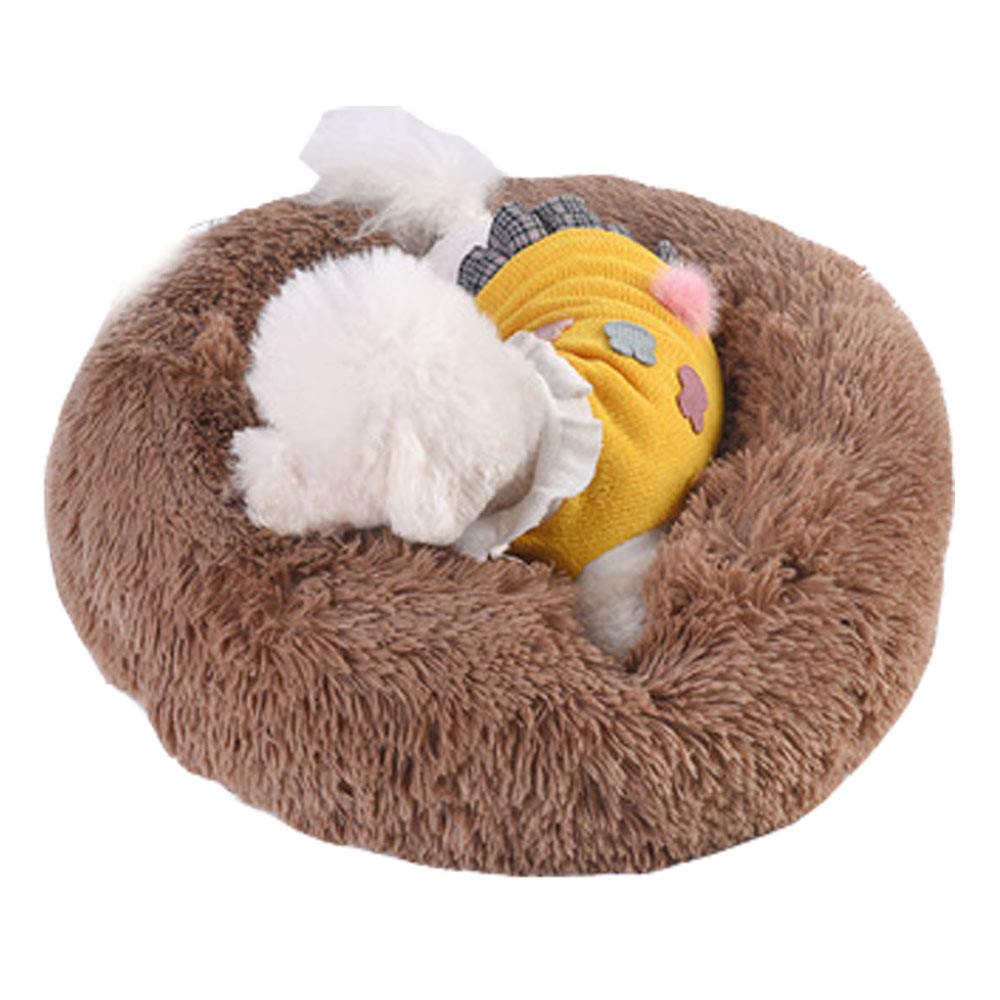 Washable Round Pet Bed - Soft Donut Cuddler for Small & Medium Dogs & Cats (60cm, Khaki) | Cozy Sleeping Bed for Puppies, Kittens & Adult Pets - Perfect for Home, Office & Travel Use