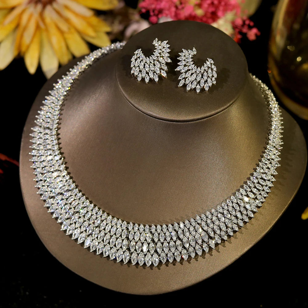 Luxury Choker Betrothal Jewelry Set - Elegant Big Necklace for Brides, Wedding & Evening Dresses | Perfect for Bridal Shower, Engagement Party & Formal Events