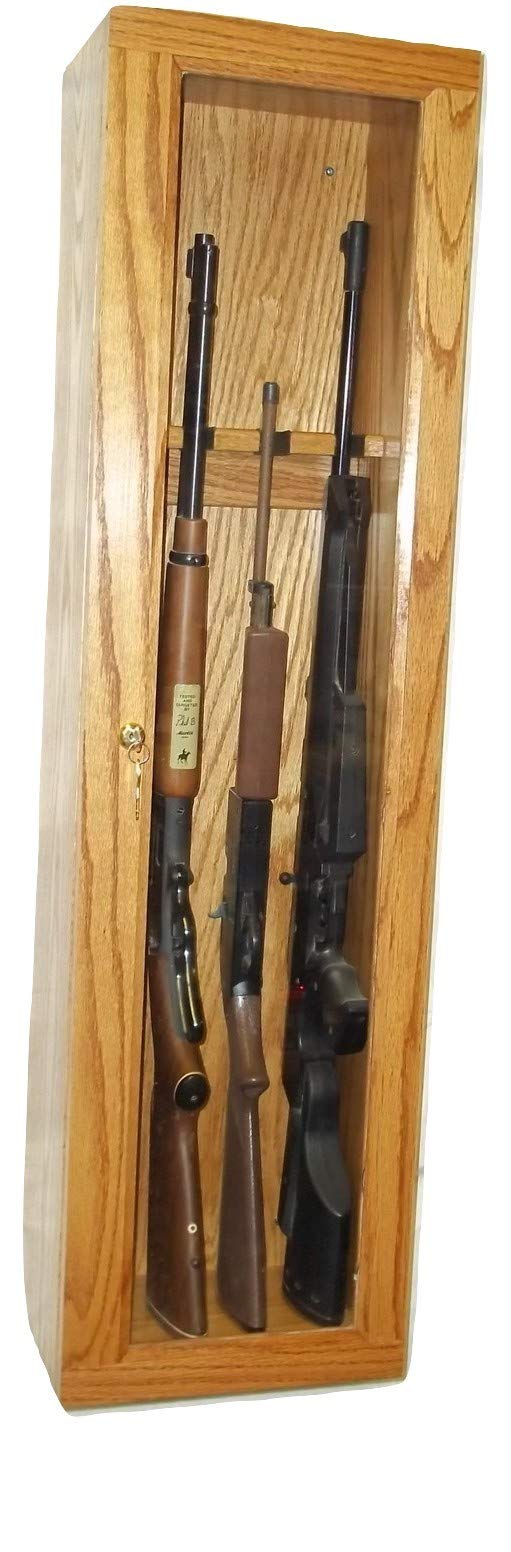 Red Oak Gun Cabinet - Secure Storage for 4 Rifles | Perfect for Home, Office & Hunting Lodge Gun Safety