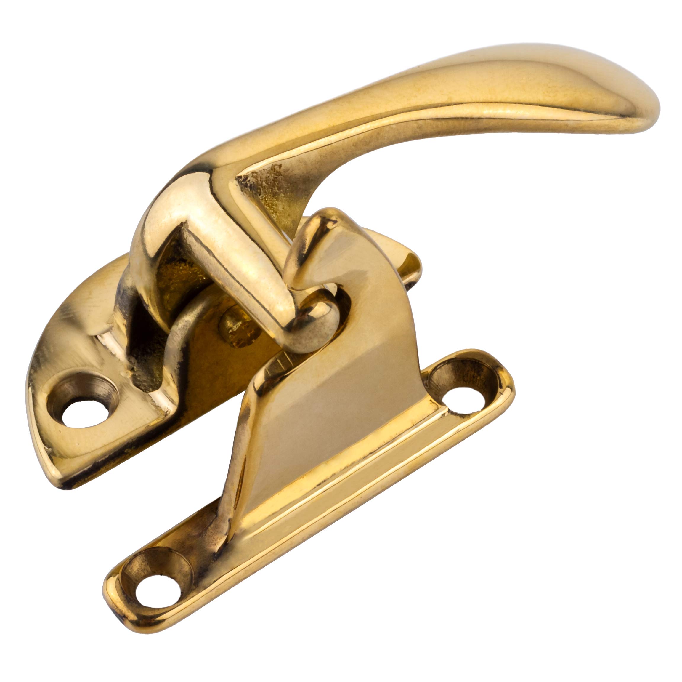 Vintage Brass Offset Right Cabinet Door Lever Latch and Catch Set - Antique Reproduction Hardware for Cupboards, Wardrobes & Furniture (UA-115-HLPB) | Perfect for Restoring Vintage Cabinets, Farmhouse Kitchens & Shabby Chic Decor