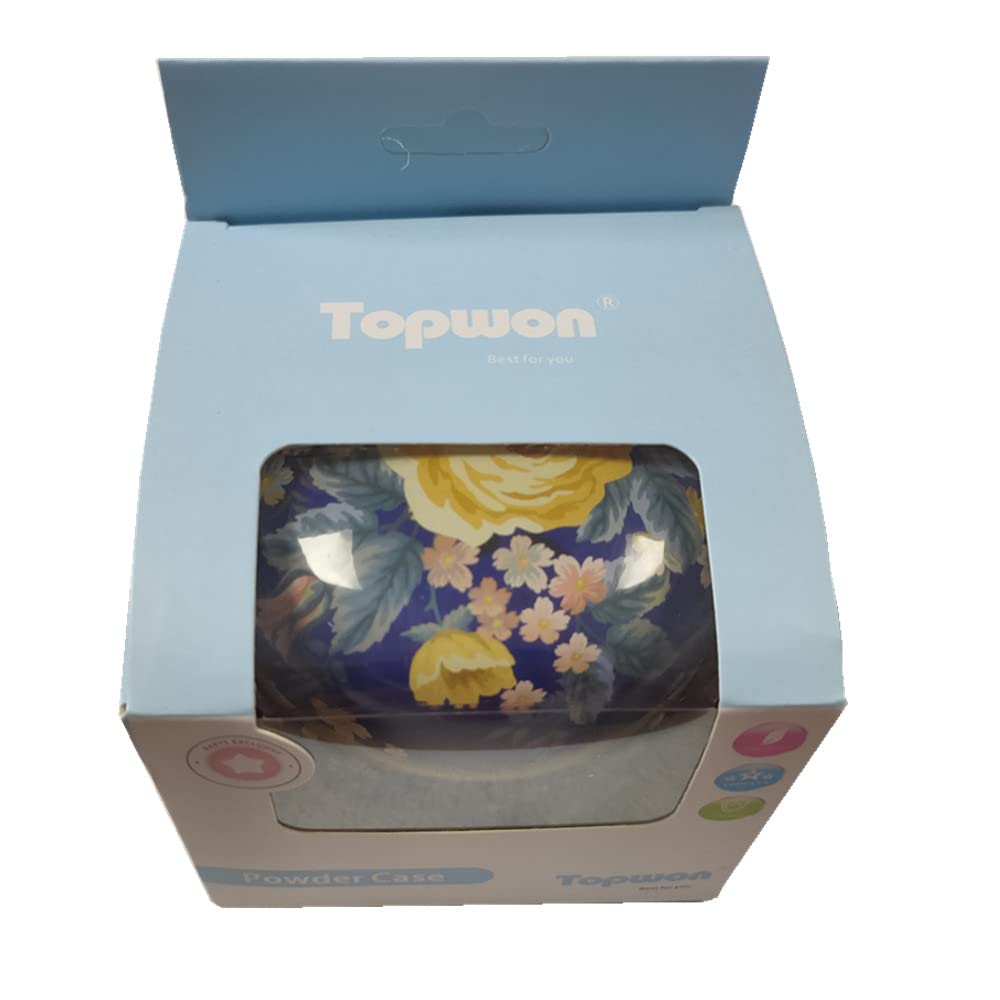 Topwon Powder Case with Soft Powder Puff - Travel Body Powder Container for Baby & Mom - Dusting Powder Dispenser for On-the-Go Use (Floral Design) - Perfect for Diaper Bags, Gym Essentials & Makeup Touch-Ups