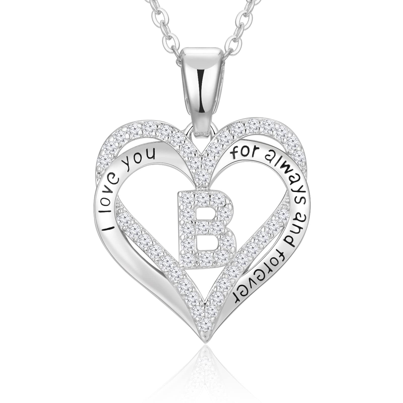 Personalized Initial Necklace for Women - S925 Sterling Silver Heart Pendant, Custom Name Letter Jewelry Gift for Wife, Girlfriend, Mom - Birthday, Anniversary, Christmas, Mother’s Day, Valentine’s Day - Perfect for Everyday Wear & Special Occasions