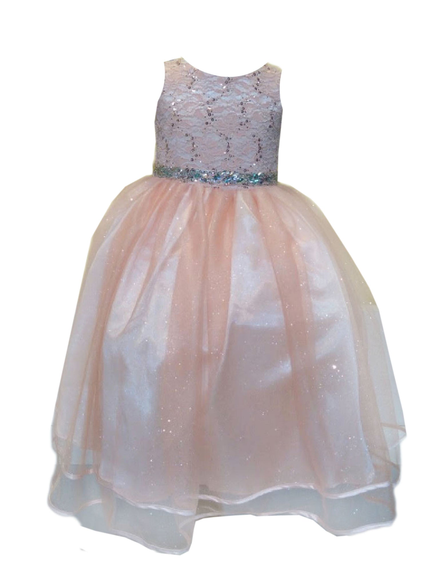 Sparkly Lace Sequin Belt Glitter Tulle Junior Bridesmaid Dress for Big Girls - Sizes 8-16 - Perfect for Weddings, Prom & Special Occasions