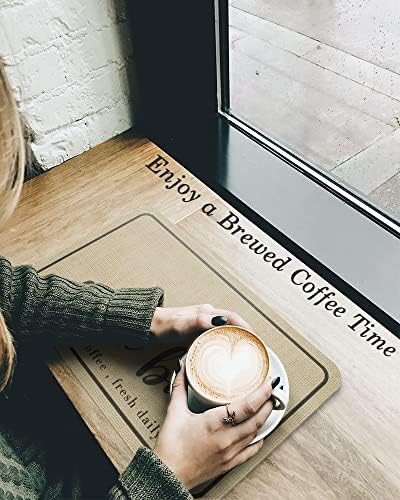 Tchdio Coffee Mat - Absorbent, Non-Slip Rubber Backed Quick Drying Kitchen Counter Mat - Fits Under Coffee Maker, Espresso Machine & Keurig - Perfect for Spill Protection & Countertop Decor