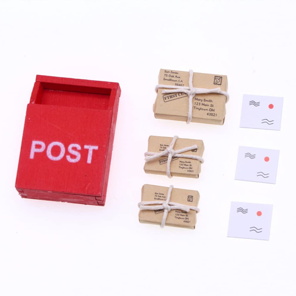 Mini Wooden Postbox & Mailbox Models - 2 Sets with Mini Envelopes | Dollhouse Letterbox Ornaments, Garden Accessories & Home Decor | Perfect for Fairy Gardens, DIY Miniature Scenes & Collectible Displays