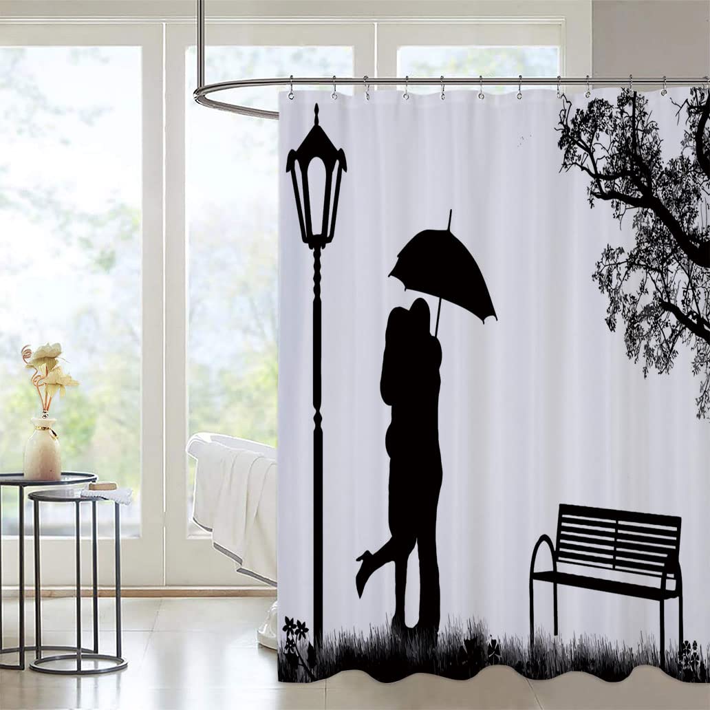 Romantic Park Scene Bath Shower Curtain Set - 63