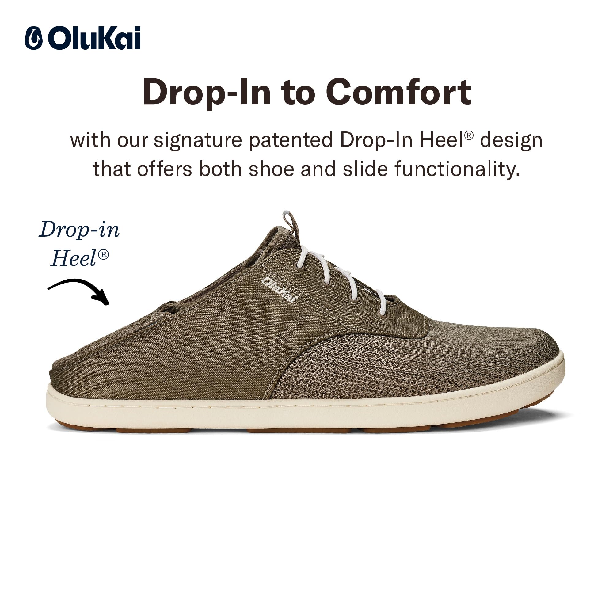 OLUKAI Nohea Moku Men's Sneakers - Comfortable All-Day Walking Shoes with No-Tie Laces, Breathable Mesh Upper & Durable All-Weather Rubber Soles - Perfect for Casual Wear, Travel & Outdoor Activities