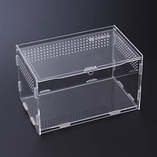 POPETPOP Reptile Breeding Box - Acrylic Terrarium Container for Lizards, Snakes & Small Pets | Portable Habitat with Ventilation | Perfect for Travel, Home Decor & Classroom Observation