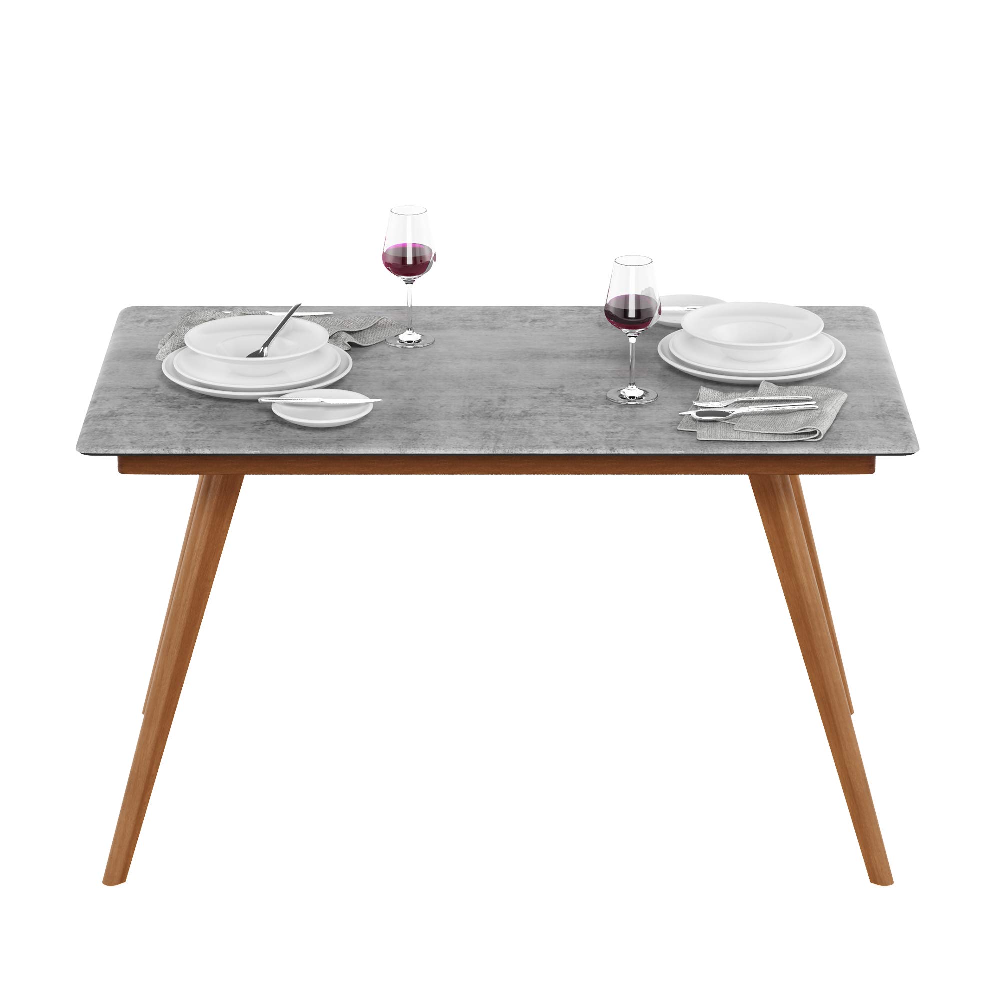 Furinno Redang 4-Leg Rectangular Patio Dining Table - Indoor/Outdoor Smart Top Coffee Table for Small Spaces, Picnic & Backyard Use - Cement Finish