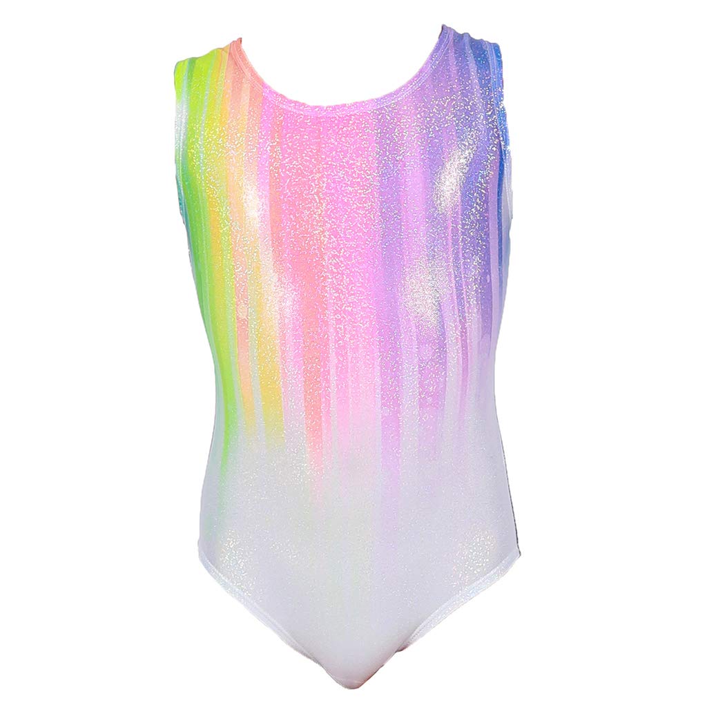 Sparkly Rainbow Gymnastics Leotards for Girls 2-11 Years - Colorful One-Piece Dance Leotard for Ballet, Cheerleading & Athletic Performance
