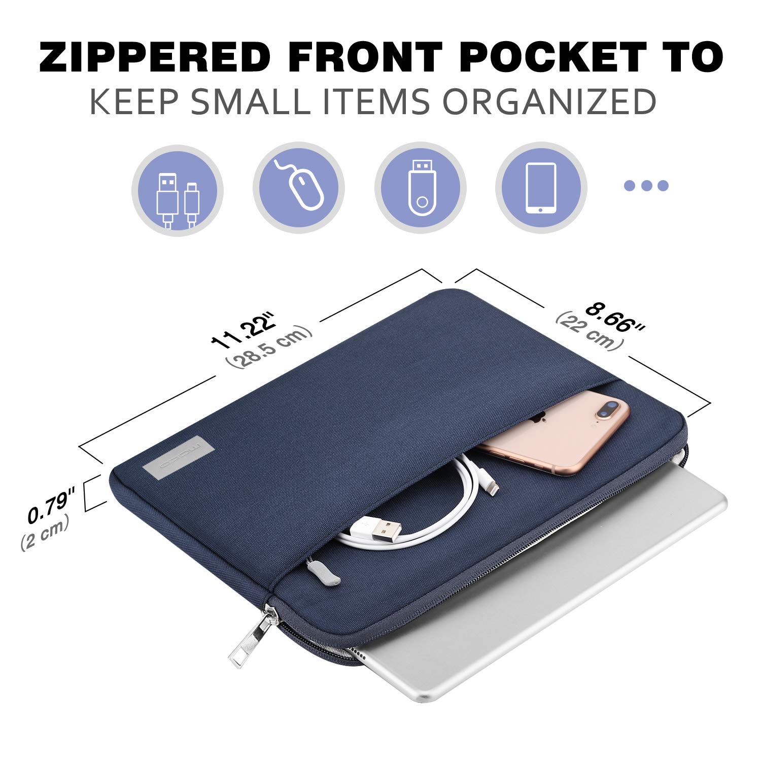 MoKo 9-11 Inch Tablet Sleeve Case for iPad Pro 11 M4/Air M2, iPad Air 5/4/3, iPad 10/9/8/7 - Lightweight Protective Cover with Soft Lining - Perfect for Travel, School & Office Use (Indigo)