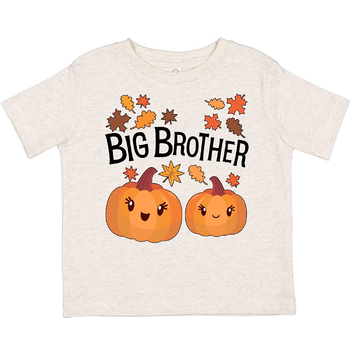 Inktastic Big Brother Pumpkins with Fall Leaves Toddler T-Shirt - Cute Autumn Sibling Outfit for Toddlers & Preschool Boys - Perfect for Fall Family Photos, Halloween, Thanksgiving & Pumpkin Patch Visits
