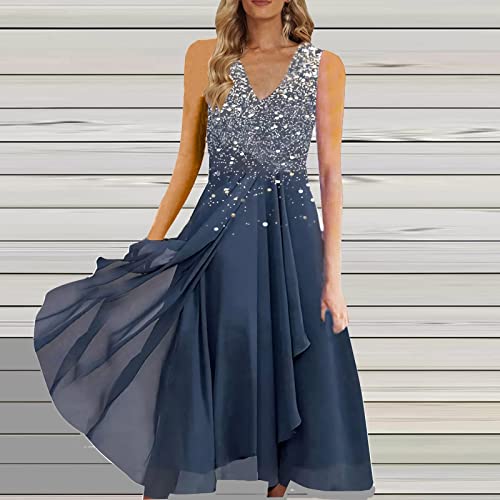 Blue_flowers Print Plus Size Dress for Women