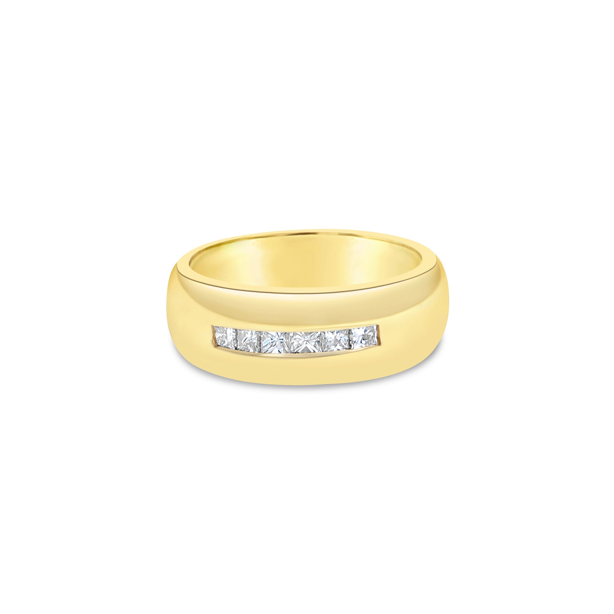 14k Yellow Gold Princess Cut Diamond Wedding Band for Men – Perfect for Engagement, Anniversary & Special Occasions