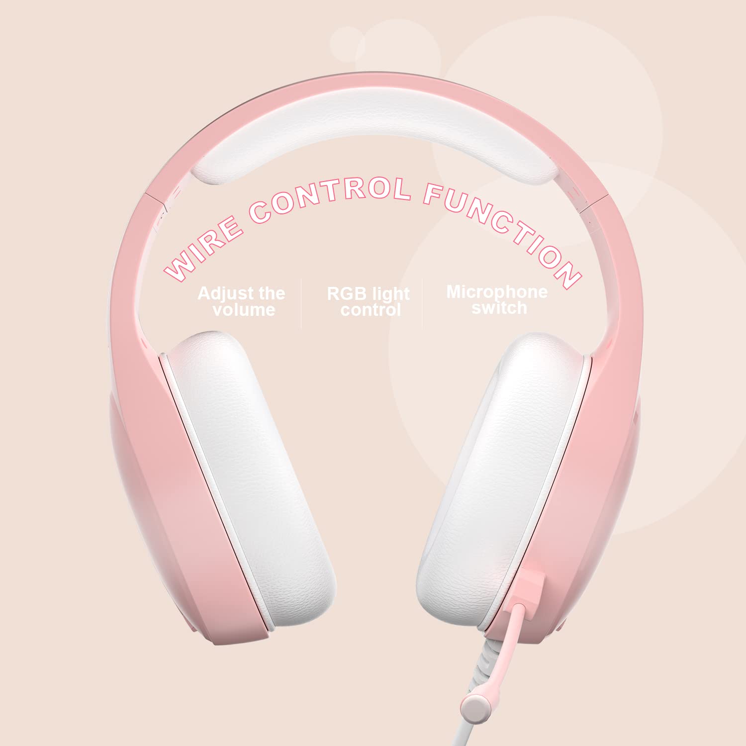 Anivia Stereo Gaming Headset with Mic for PC, PS5, Xbox - Pink for Immersive Play