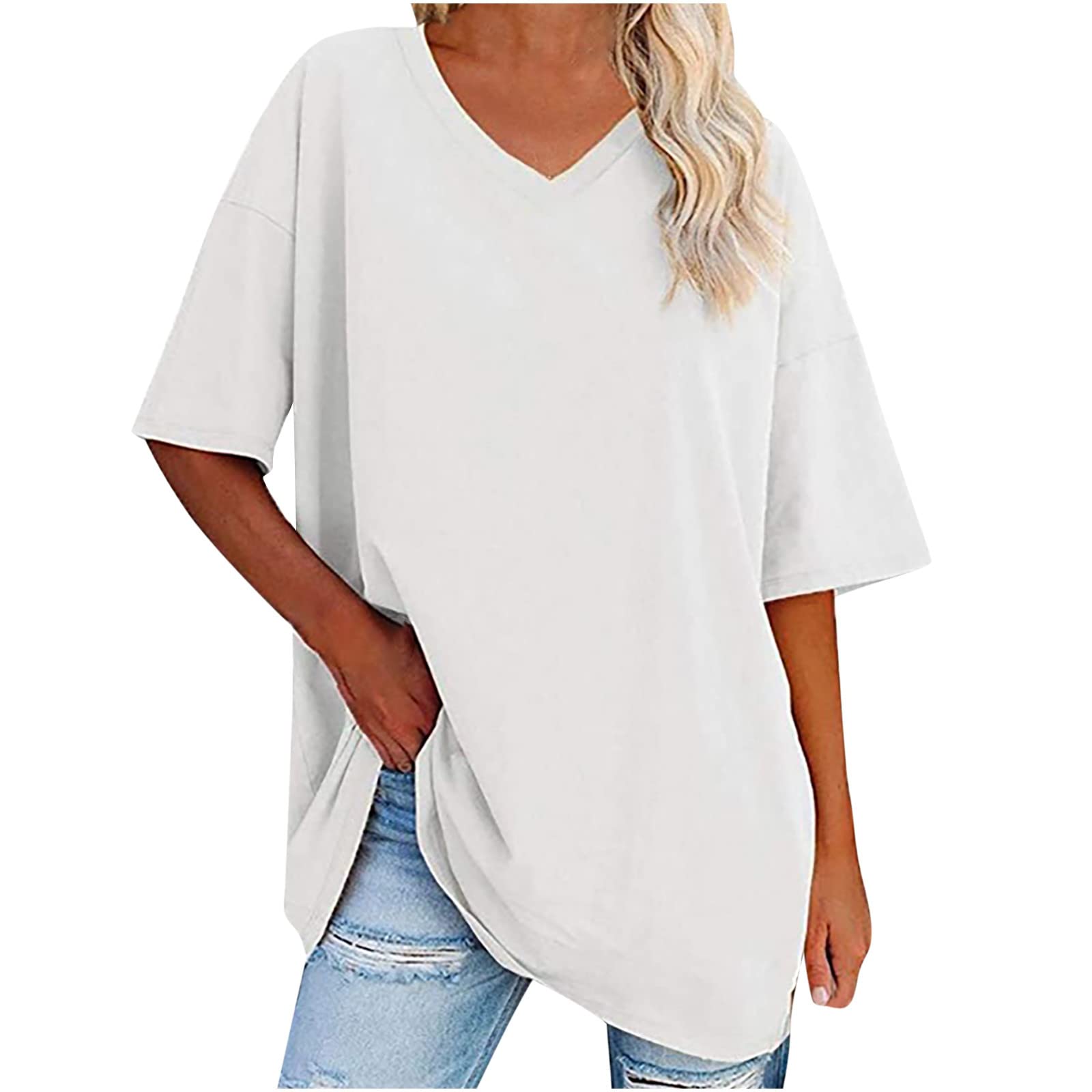 Women's Casual V-Neck Half Sleeve T-Shirt - Soft Loose Fit Blouse Top for Everyday Wear | Perfect for Work, Weekend Outings & Relaxing at Home