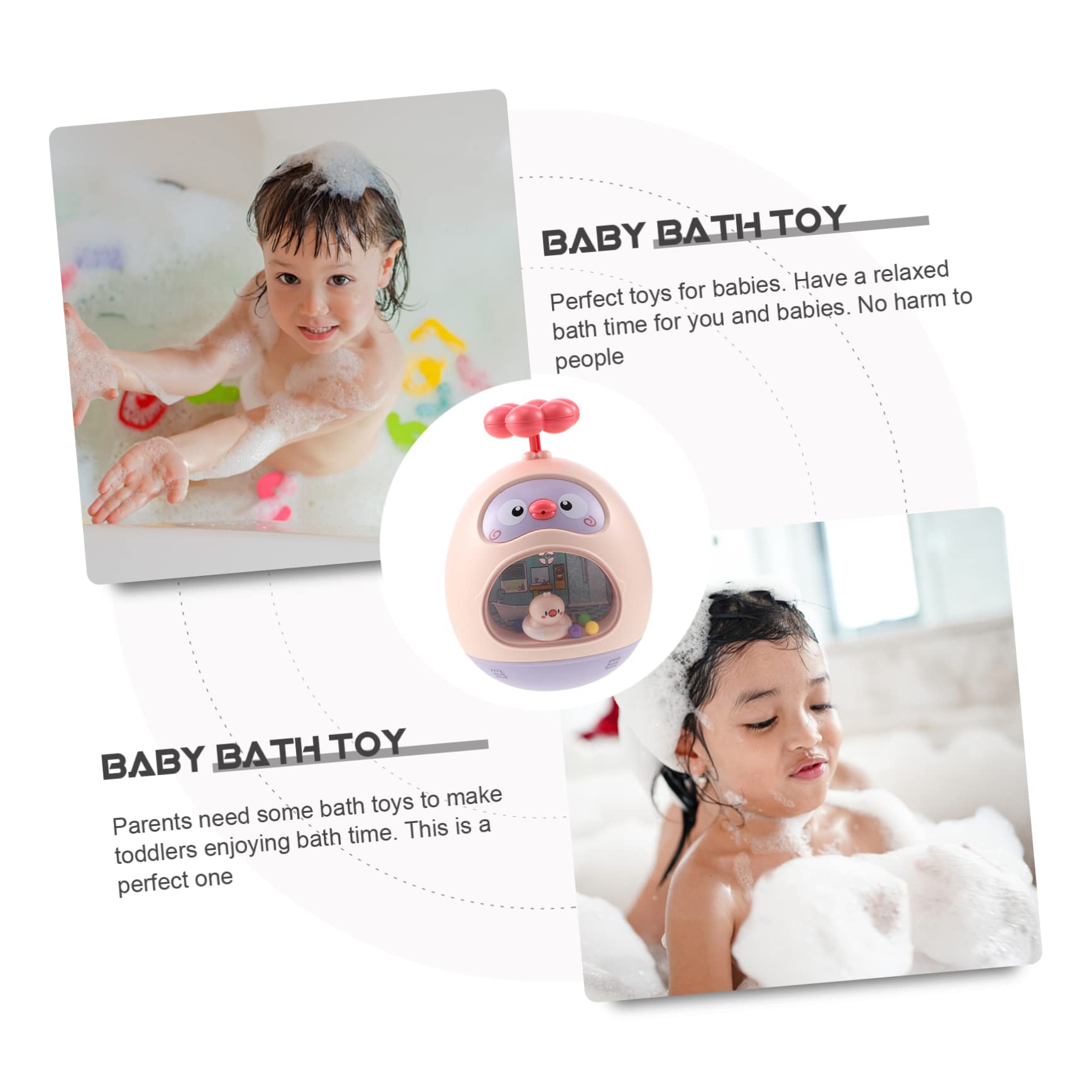 BrightFufu Tumbler Toy - Cute Animal Shower & Bath Toys for Kids, Fun Bathtub Water Play, Non-Toxic ABS Plastic, Pink - Perfect for Toddler Bath Time & Sensory Play