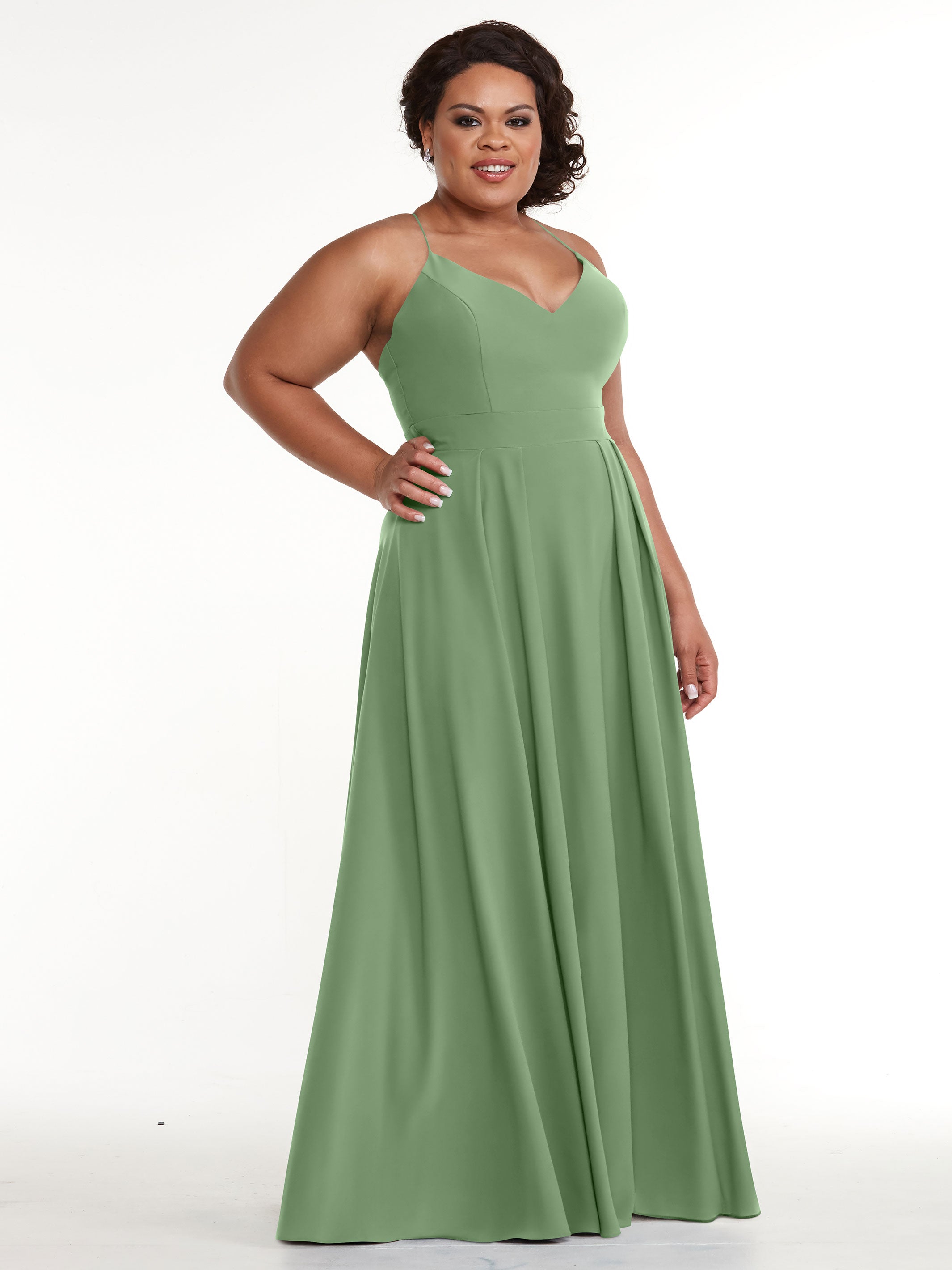 Elegant 83027 Stretch Chiffon A-Line Bridesmaid Dress with Pleats - Perfect for Weddings, Formal Events & Evening Parties