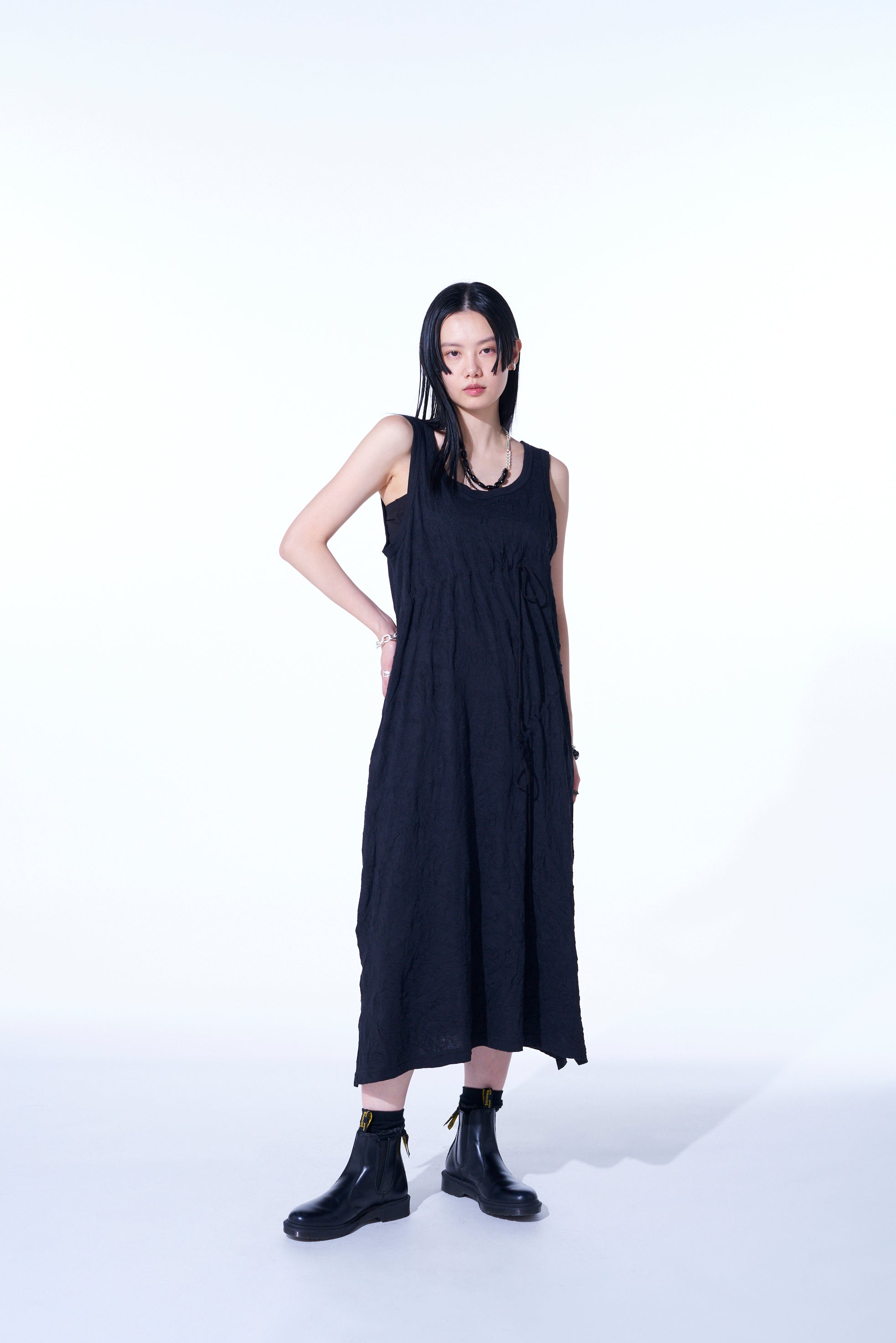 Cotton Jersey Gathered Dress with Catch Washer Finish - Elegant & Comfortable Women's Summer Dress for Casual Wear, Beach Outings, and Date Nights