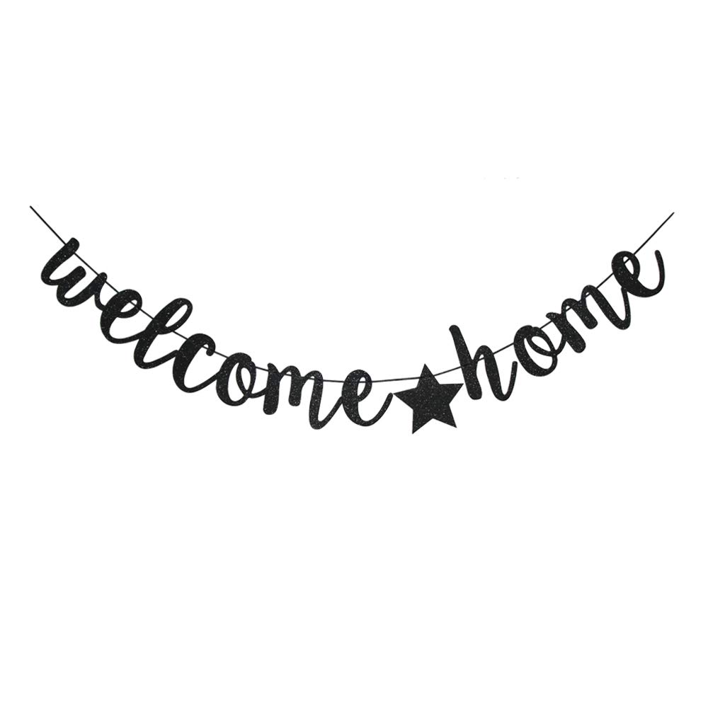 Welcome Home Banner - Black Hanging Sign for Family & Home Party Decorations | Perfect for Reunions, Graduations & Housewarming Celebrations
