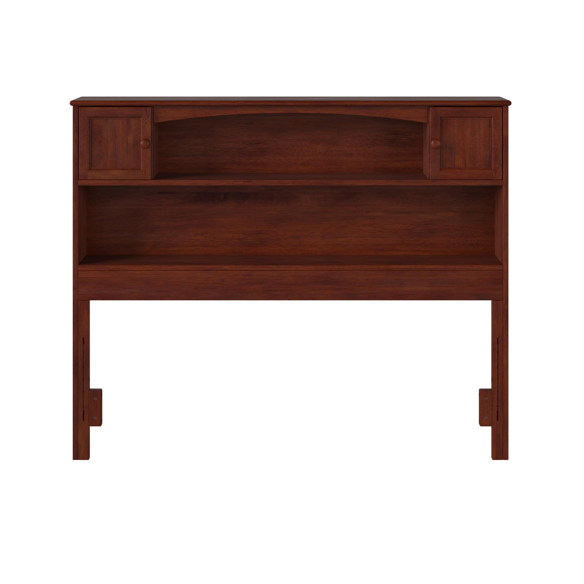 AFI Newport Full Size Bookcase Headboard with USB Charging Port - Solid Walnut Wood Bed Frame for Bedroom Storage & Organization - Perfect for Small Spaces, Apartments & Dorm Rooms