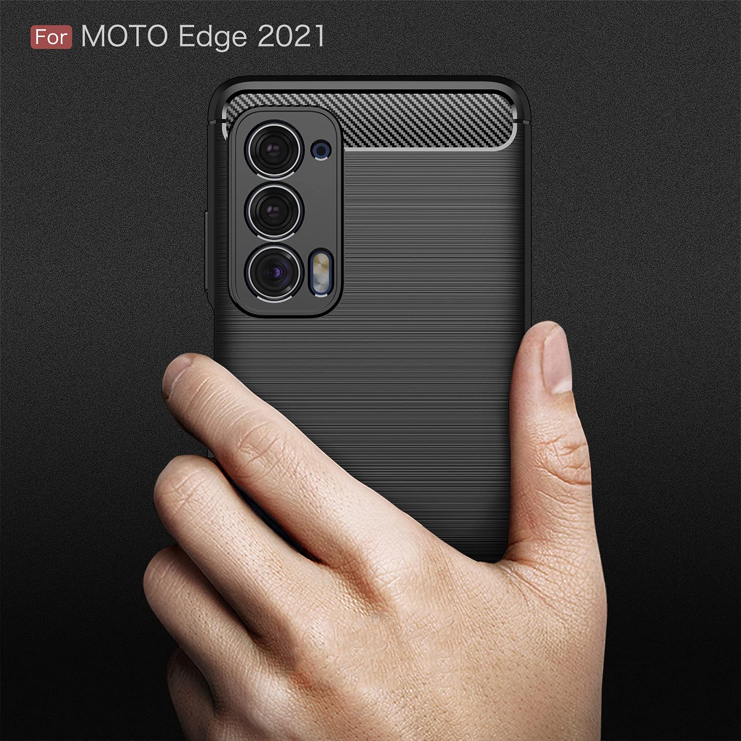 Premium Shockproof Carbon Fiber Case for Motorola Edge 2021 | Slim Protective Cover with Anti-Slip Texture | Perfect for Everyday Use, Travel & Outdoor Activities (Black)