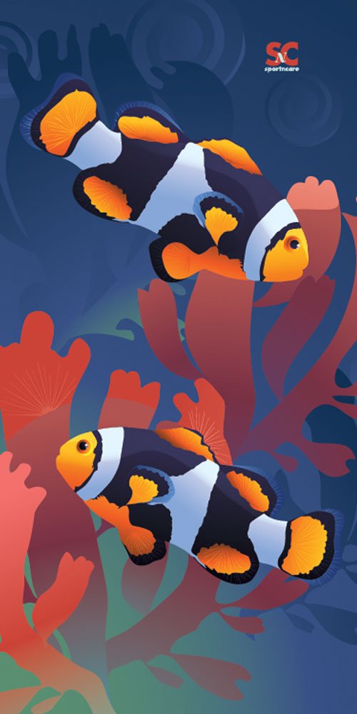 Premium Sport N Care Marine Towel with Clown Fish Design - 32